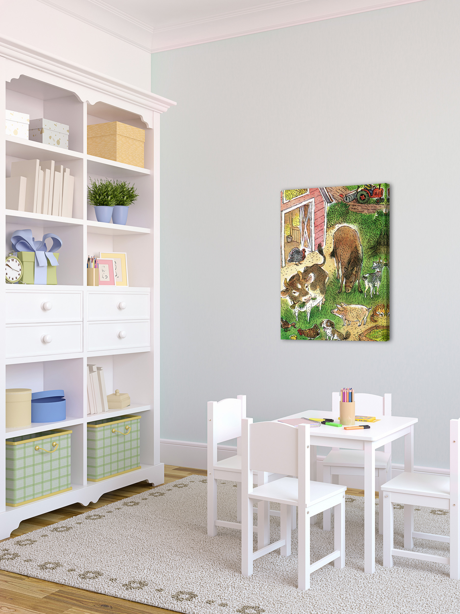 "Farm Animals" Painting Print on Wrapped Canvas