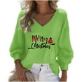 thumbnail image 2 of Craaazy Christmas Shirts for Women Fashion Clothing Christmas Printed 3/4 Sleeve V Neck Xmas Womens Tops Gifts, 2 of 3