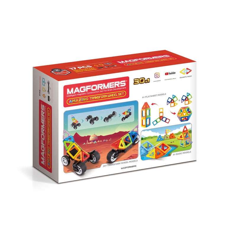 Magformers Amazing Transform 17Pc Wheel Set Magnetic Tiles for