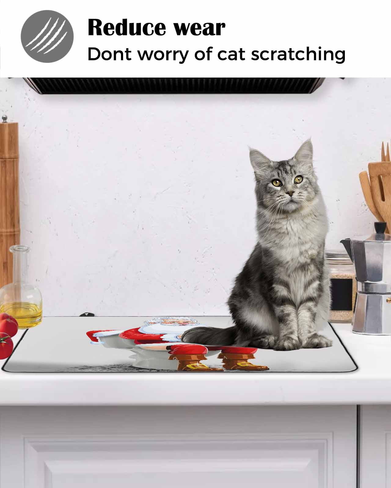 Large Induction Cooktop Protector Mat Christmas Stove Top Covers for Electric Stove, Funny Santa Claus on Toilets Xmas Abstract Decorative Stove Burner Cover Mats, Glass Top Stove Cover