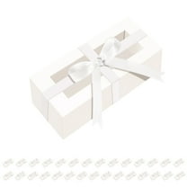 PACKHOME 30 Pack Macaron Boxes for 4 or 5, White Macaron Packaging Boxes with Window and Ribbon, 4.8×1.9×1.9 Inches