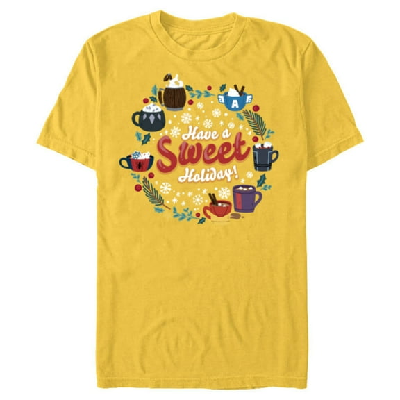 Marvel Avengers Christmas Hot Chocolate Have a Sweet Holiday - Short Sleeve Blended T-Shirt for Adults - Customized-Yellow