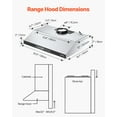 thumbnail image 5 of KFFKFF 36 Inch Under Cabinet Range Hood, Stainless Steel Kitchen Ventilation System, 900CFM Dual Motor, Gesture and Touch Operated, LED Illumination, 4-Speed Exhaust Fan, 5 of 9