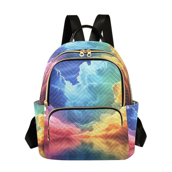 JIALIOU Mini Backpack Purse for Women Quilted Casual Daypack Small Travel Shoulder Bag, Colorful Clouds over Water