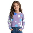 thumbnail image 5 of MKOSPLRT Sparkly Stars Tops for Girl Long Sleeve Graphic T Shirts Round Neck Color Block Shirts Casual Loose Blouses 3-14 Years, 5 of 8