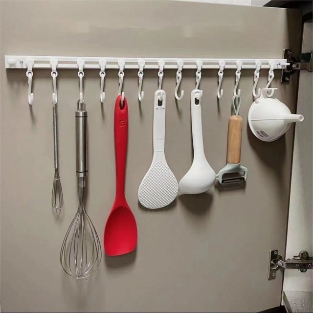 Gancho adhesivo gancho una fila de puertas corredizas estante colgante en forma de S estante colgante fuerte gancho de cocina fila continua