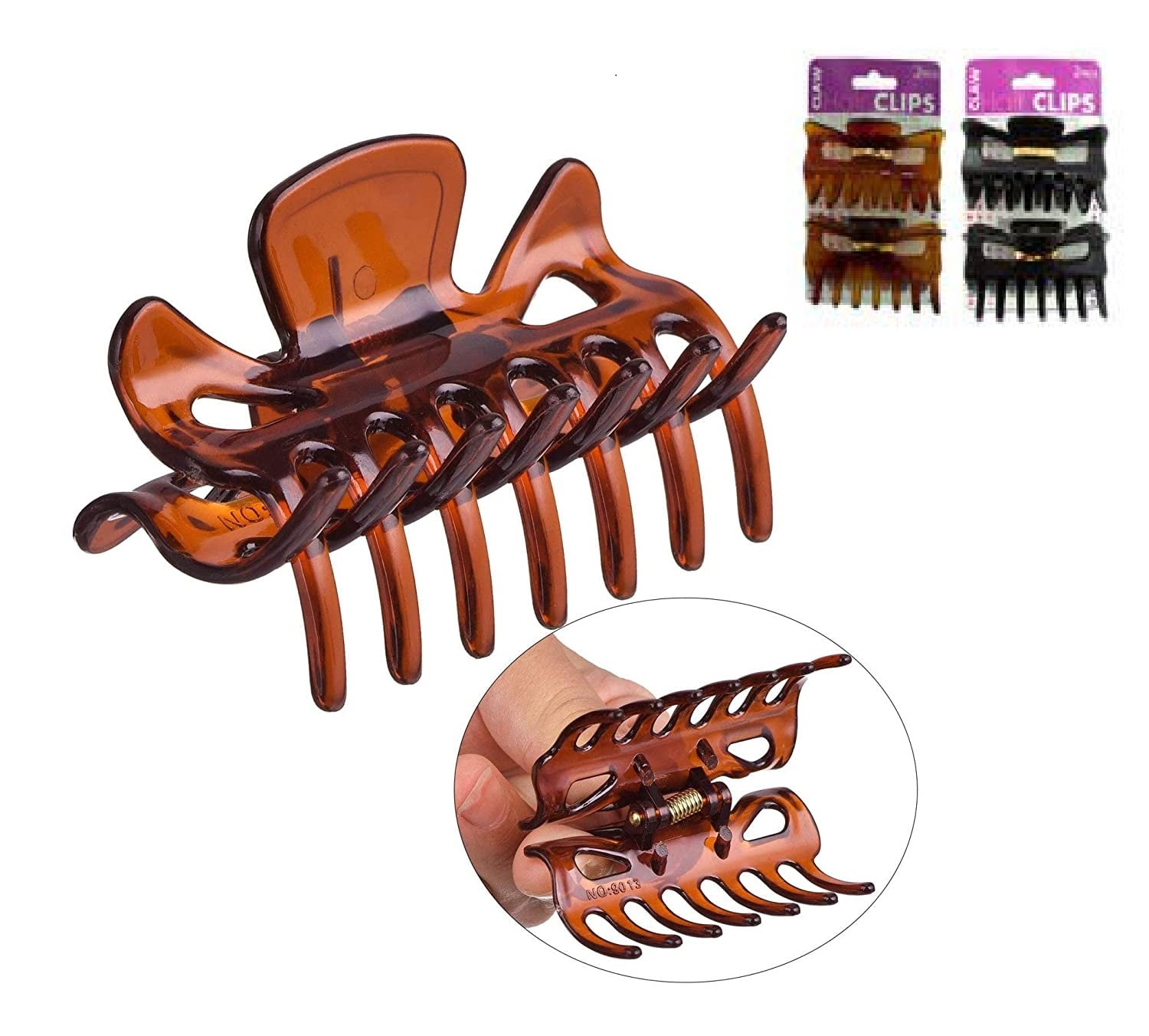 Claw Hair Clips Browm, 2 Clips Per package Assorted, 3 Pack