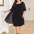 thumbnail image 5 of QQZ Womens Plus Size Mesh Cocktail Dress Petal 3/4 Sleeve Round Neck Wedding Guest Party Midi Dresses, 5 of 7