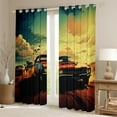 thumbnail image 2 of Retro Taxi Curtains Vintage Car 30%-50% Blackout Curtains 104x84 ,Extreme Sports Curtains & Drapes Game Gamer Living Room Curtains Teen Teal Bedroom Decoration, 2 of 6