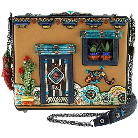Mary Frances Adobe Embellished Western Theme Novelty Handbag, Brown