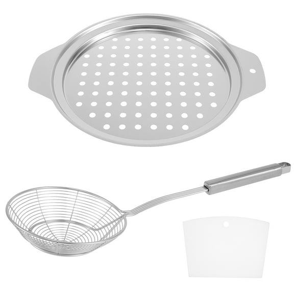 Austok Stainless Steel Spaetzle Maker Lid with Scraper Practical Spider Strainer Skimmer Spoon German Spaetzle Maker Easy to Use Spaetzle Press for Home Kitchen Cooking