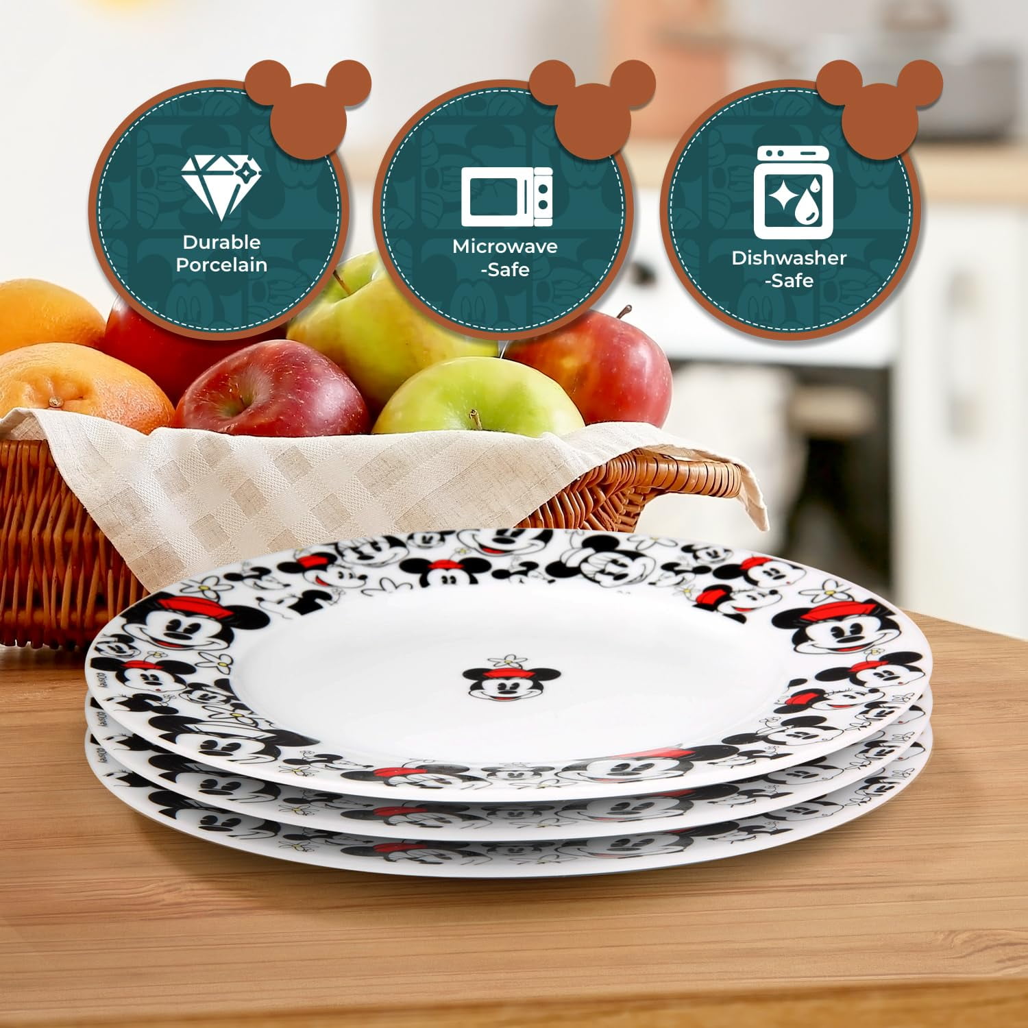 Zrike Disney Minnie Mouse Ceramic Plate Set Brands Dishwasher Microwave Safe Official Disney Licensee Salad Plate 4 Set Walmart