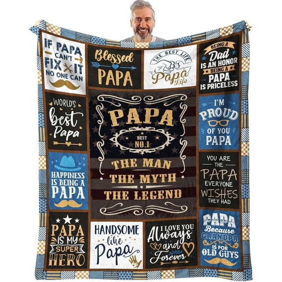 Papa Gifts from Grandchildren Throw Blanket 60" x 50", Birthday Gifts for Papa from Grandkids, Papa Gifts from Granddaughter, Best Gifts for Papa from Grandson, Best Papa Ever Gifts