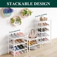 thumbnail image 2 of Smiry 2-Tier Shoe Rack , Stackable Bamboo Shoe Rack Organizer, Shoe Storage for Closet, Entryway, Bedroom and Wall, White, 2 of 5