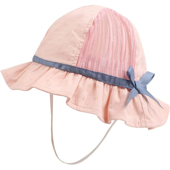 CoCopeaunts Baby Bucket Hat for Girls Cute Bow Sunscreen Hollowed Out Fisherman Hat Spring Summer Big Brim Sun Shade Basin Hat