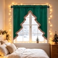 thumbnail image 5 of Lilgiuy Christmas Tree Shape Swag Valance, Kitchen Curtains, Rod Pocket Valance Curtain Panels for Bedroom Living Room Bathroom Cafe , 39.3"×23.62", Green, 5 of 6
