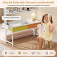 thumbnail image 4 of Low Bunk Bed Twin Over Twin with Desk, House Shaped Bunk Bed Frame with Bookshelf and 2 Drawers, Metal Floor Twin Bunk Beds with Full-Length Guardrail and Ladder for Dormitory and Bedroom, White, 4 of 8
