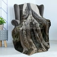 thumbnail image 4 of Tree Soft Flannel Fleece Throw Blanket, Historic Landmark Giant Tree at Angkor Wat Cambodia, Cozy Plush for Indoor and Outdoor Use, 60" x 80", Dimgray Dark Taupe, by Ambesonne, 4 of 5