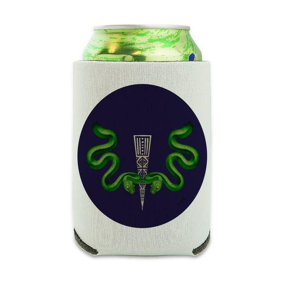 Aztec Double Green Snakes Can Cooler - Drink Sleeve Hugger Collapsible Insulator - Beverage Insulated Holder