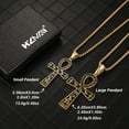 thumbnail image 3 of HZMAN Stainless Steel Large Ankh Cross Pendant Ancient Egyptian Hieroglyphic Symbol 22+2 Inch Chain (Gold-Small), 3 of 7