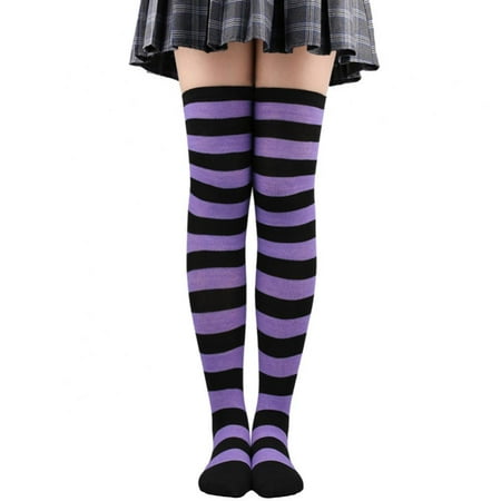 

WBQ Womens Thigh High Socks Striped Stockings Knee High Socks for Cosplay Long Socks Over the Knee Leg Warmers