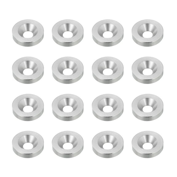 Uxcell 16 Pcs M6 Finish Countersunk Washer, 4x20mm 304 Stainless Steel Counterbore Head Washers Gaskets Shim for Mechanical Accessories Parts, Silver