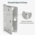 thumbnail image 6 of 6 Pack Rounded Door Hinges 3.5 Inch with 1/4" Radius Corner, Squeak Proof Satin Nickel Interior Door Hinge for Bedroom, Bathroom, Cabinet and Other Standard Door, 6 of 7