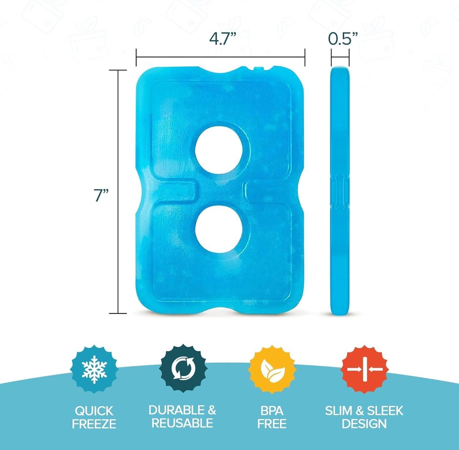 Ice Packs for Lunch Boxes & Coolers - Freezer Packs - Original Cool Pack | Cooler Accessories for Beach, Camping & Fishing | Slim & Long-Lasting Reusable Ice Pack for Cooler