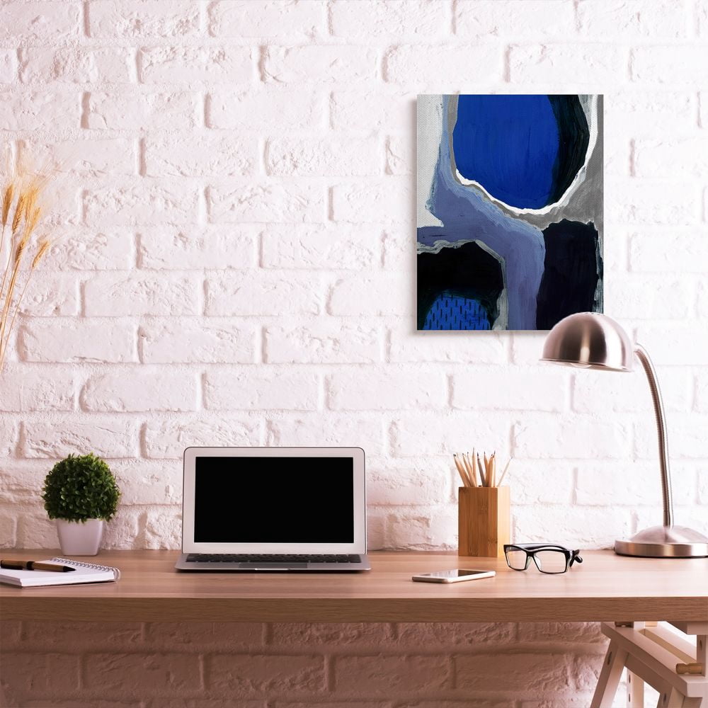 Stupell Industries Abstract Masculine Cobalt Blue Grey Black Design Canvas Wall Art Design by Studio W