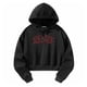 thumbnail image 1 of Sudadera corta para mujer, ropa cómoda con cordón, sudadera holgada, sudaderas con capucha con estampado de letras elegantes para otoño e invierno M, 1 of 10