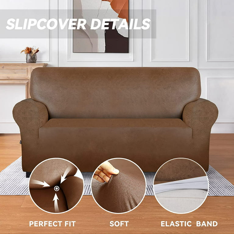 molasofa Sofa Covers - Couch Cover for Leather Couch, Soft Sofa Covers with  Leather-Like Quality. Washable, Non-Pilling, Non-Slip 1-Piece Couch Cover