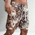 thumbnail image 5 of Men's Floral Embroidery Drawstring Shorts Boho Paisley Drawstring Shorts with Pockets Elastic High Waisted Bermuda Shorts Workout Casual Streetwear Baggy Sweat Shorts,Brown XL, 5 of 6