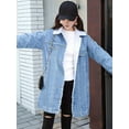 thumbnail image 5 of Women'S Winter Faux Fur Collar Long Denim Coat Trucker Jacket Light Blue XL, 5 of 8
