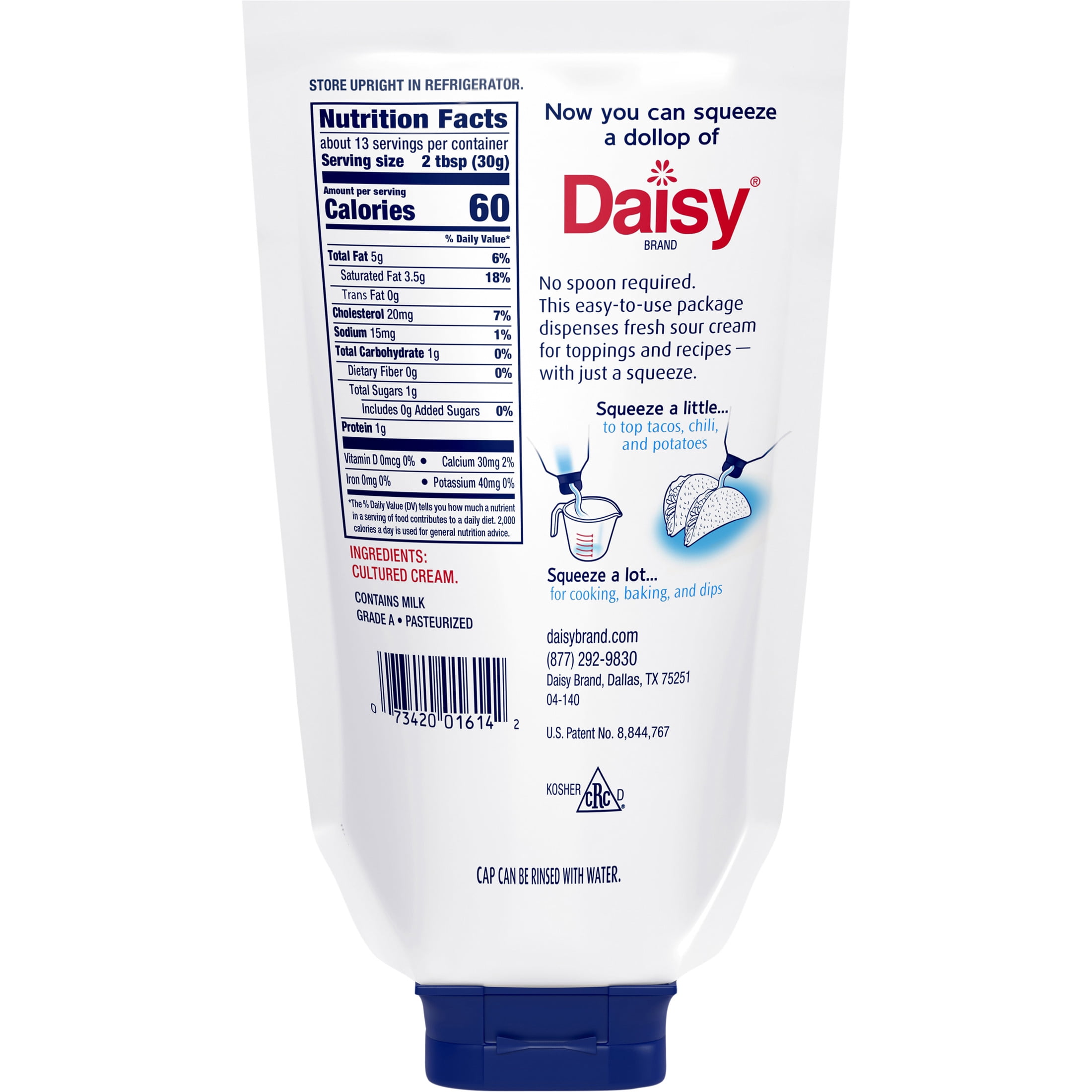 Daisy Pure and Natural Sour Cream, 14 oz Pouch (Refrigerated)