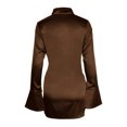 thumbnail image 6 of IROINNID Women's V-Neck Solid Color Large Size Backless Long-sleeve Loose Shift Tiered Short Dress, 6 of 7