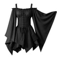 thumbnail image 5 of Hurxie Women Plus Size Punk Cold Shoulder Flare Sleeves Lace Gothic Dress, 5 of 5