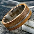 thumbnail image 3 of Tungsten Rings for Men Wedding Bands for Him Womens Wedding Bands for Her 8mm With Whiskey Barrel Wood Brushed Stripe, 3 of 5
