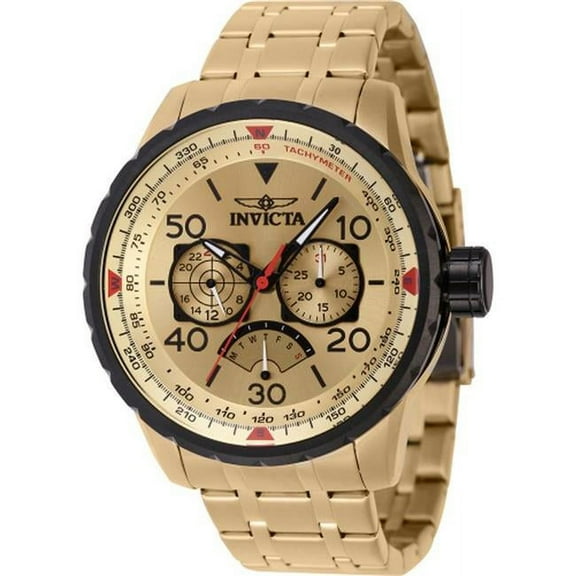 Invicta Aviator Retrograde GMT Quartz Gold Dial Men's Watch 46984