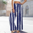 thumbnail image 6 of Aobny Gaucho Pants Baggy Women Blue Striped Pants Culottes Full High Waisted Plus Size Womens Pants, 6 of 8
