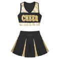 thumbnail image 3 of iiniim Teen Girls Cheer Leader Uniform Sleeveless Letter Print Crop Tops with Skirt Dancewear Black 16, 3 of 7