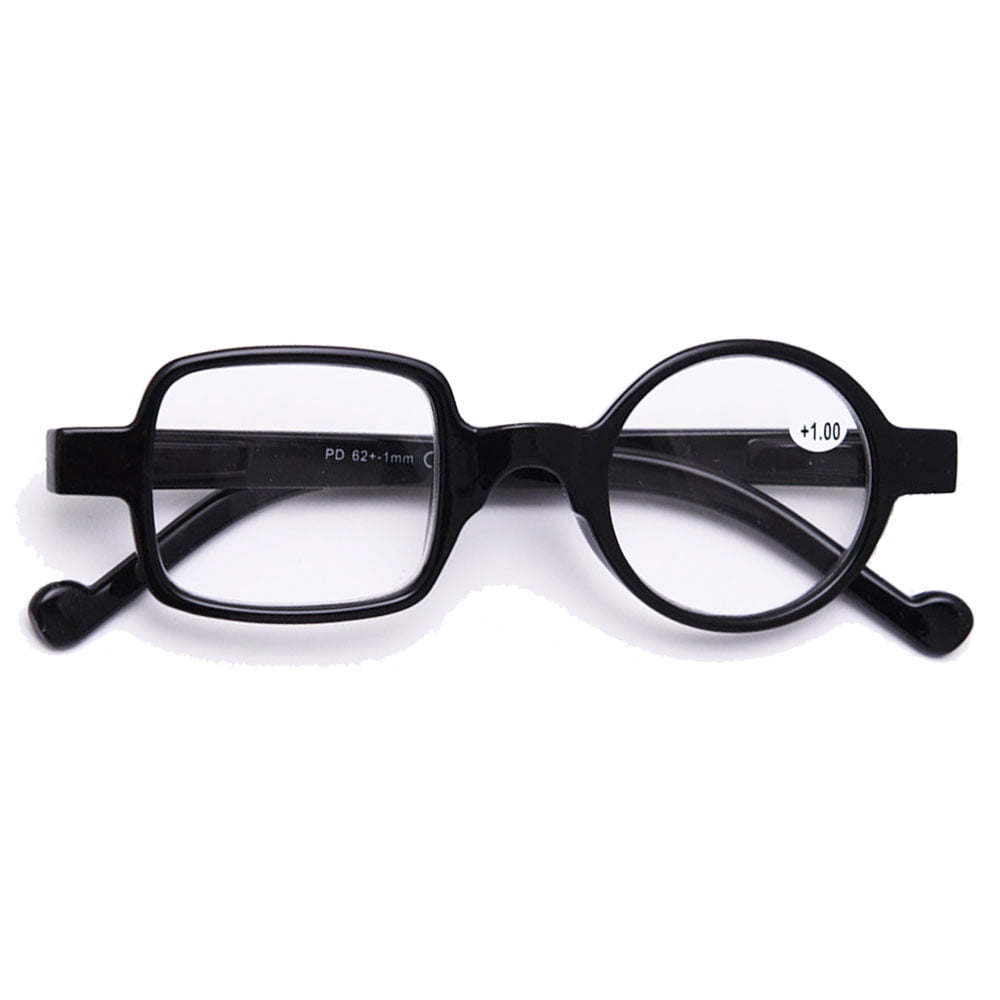 3 Pairs of Womens Mens Square Round Reading Glasses 2.0, Black Designer Spring Hinge Readers +2.00