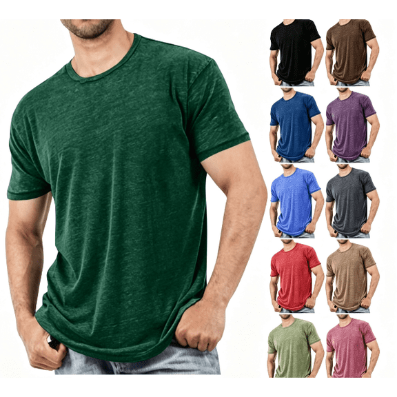 Kalauyu Mens T-Shirts Short Sleeve Cotton Summer Tee Shirt Casual Crew Neck Tops Moisture Wicking Breathable Soft Basic T Shirts(No Pocket)