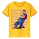 thumbnail image 3 of Camiseta deportiva de algodón amarilla de manga corta de verano para niños y niñas con estampado de avatar de Mbappé, 3 of 5