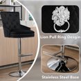 thumbnail image 6 of Foredo Velvet Swivel Bar Stools Set of 2, Modern Adjustable Bar Stools with Button Tufting and Pull Ring, Kitchen Counter Square Island Bar Stool, Black, 6 of 8