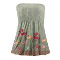 thumbnail image 3 of Playeras,Blusas y Tops,Ropa para Mujer Mujeres Workout Tank Tops Camiseta de tirantes sin mangas con estampado floral para mujer, cintura elástica plisada, sin espalda (Grey, M), 3 of 4