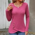 thumbnail image 2 of ZyeKqe Sweaters for Women Long Sleeve Shirts Crewneck Pullover Top Ribbed Knit Going out Tops Dressy Casual Blouses Slim Fitted, 2 of 8