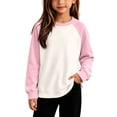 thumbnail image 2 of Girls Color Block Sweatshirt Raglan Long Sleeve Crewneck Pullover Tops Fall Clothes, 2 of 6