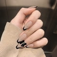 thumbnail image 1 of Nude French Press on Nails Coffin Longitud media Black Bow Fake Nails, Full Cover Ballerina Faux Acrylic Nails Zhivalor HMYH844, 1 of 4