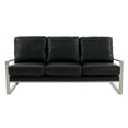thumbnail image 4 of LeisureMod Accent Arm Chair Upholstered in Leather with Brushed Silver Stainless Steel Frame and Removable Cushions Jefferson Collection in Black, 4 of 5