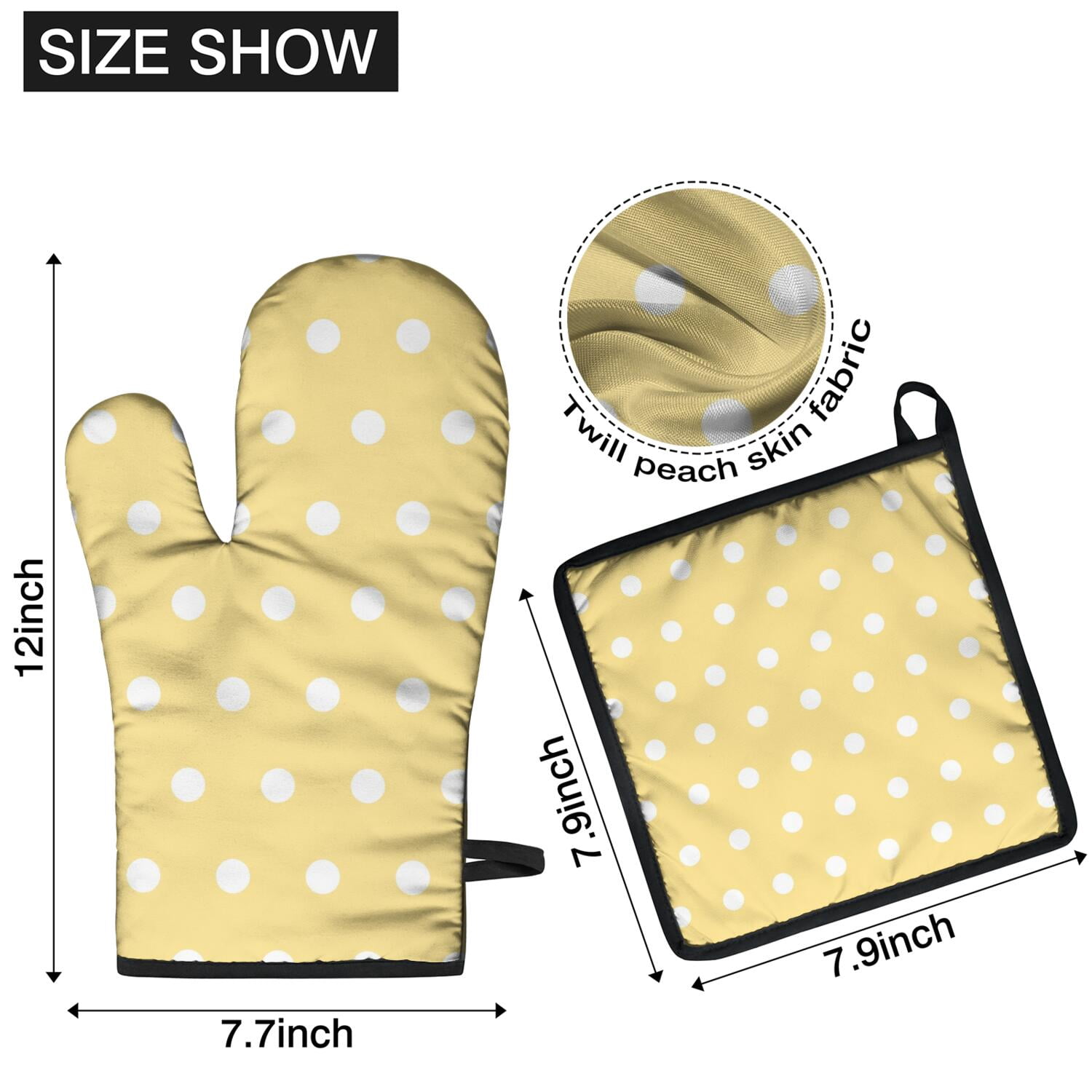 Oven Mitts and Pot Holders Set Of 4, Heat Resistant Kitchen Gloves with Non-Slip Grip, Hanging Loop, Soft Cotton Lining for Baking, Cooking, Grilling, Barbecue